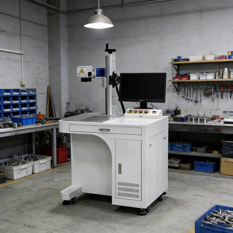 Industrial Laser Engraving Machine For Metal - เครื่องมาร์กกิ้งด้วยเลเซอร์ไฟเบอร์ 50W CNC ระบายความร้อนด้วยอากาศ พร้อมอุปกรณ์เสริมแบบหมุนสำหรับแกะสลักโลหะ เครื่องแกะสลักอุตสาหกรรมความแม่นยำสูง
