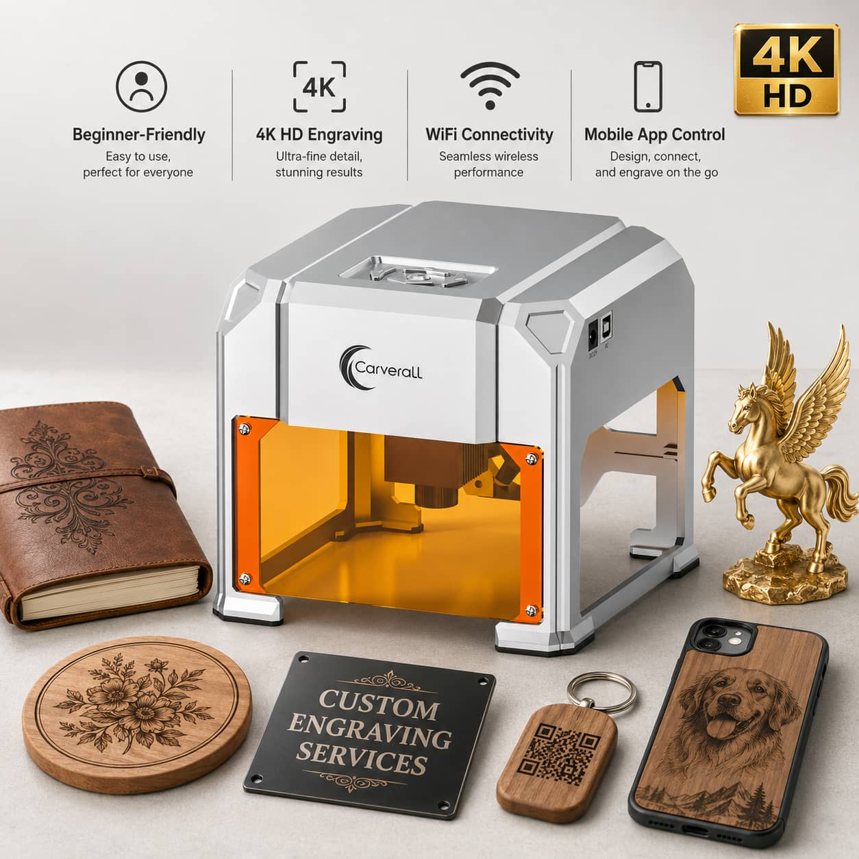 Industrial Handheld Laser Engraver - เครื่องแกะสลักเลเซอร์ Carverall รุ่น K4 3W, A1
