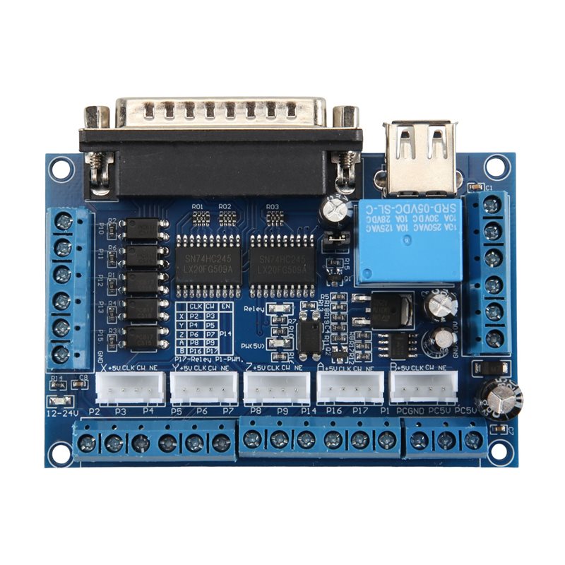 Breakout Board Mach3 - บอร์ดควบคุม AT05-Driver สำหรับเครื่องแกะสลัก MACH3 บอร์ดเบรกเอาต์ CNC